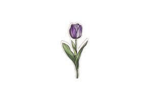 Dřevěná brož Tulipán