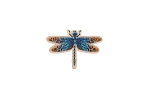 Dřevěná brož Modrá vážka