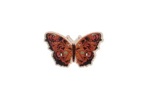 Dřevěná brož Červený motýl