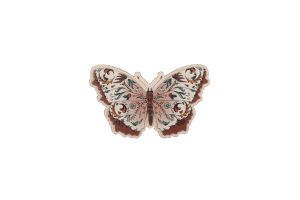 Dřevěná brož Růžový motýl